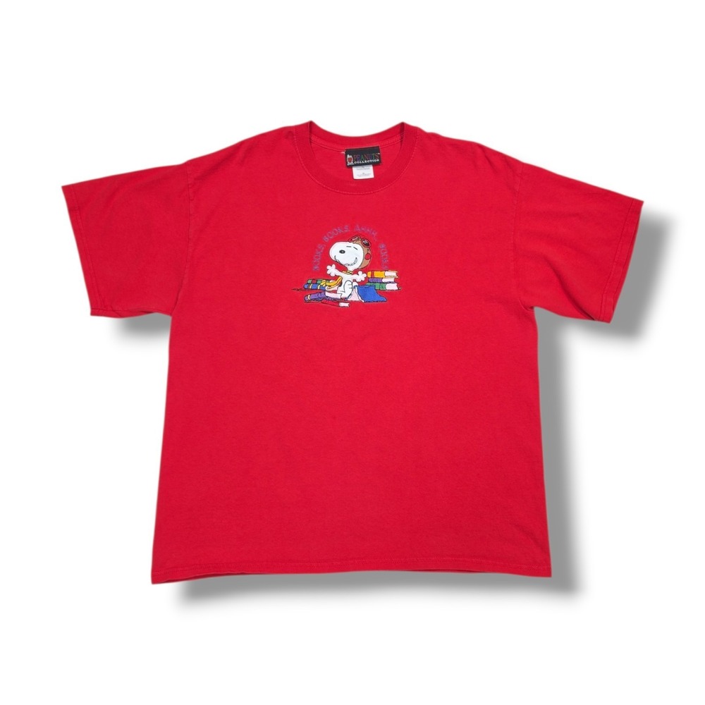 Peanuts Collection Embroidered Snoopy Books,Books,Ahhh,Books Red T-Shirt Size XL
